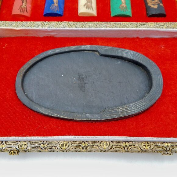 Asian Japanese Calligraphy Sumi Ink Stick Set Multiple 5 Colors W Box Dragon - Picture 2 of 8